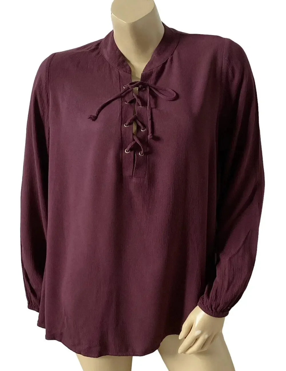 Show Me Your Mumu Thatcher Top Small Plum Purple Lace Up Boho Peasant Blouse